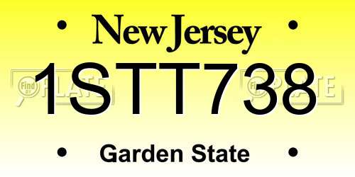 1STT738 New Jersey License Plate