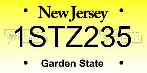 1STZ235 New Jersey License Plate