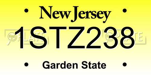 1STZ238 New Jersey License Plate