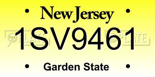 1SV9461 New Jersey License Plate