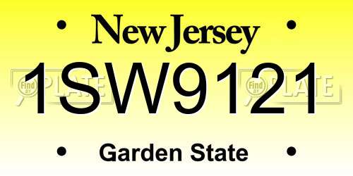 1SW9121 New Jersey License Plate
