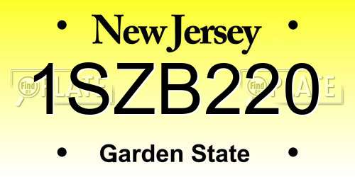 1SZB220 New Jersey License Plate