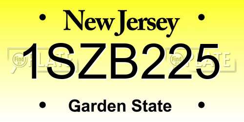 1SZB225 New Jersey License Plate