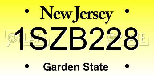 1SZB228 New Jersey License Plate