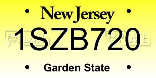 1SZB720 New Jersey License Plate