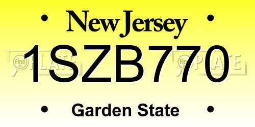 1SZB770 New Jersey License Plate