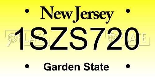 1SZS720 New Jersey License Plate