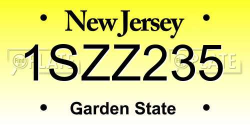 1SZZ235 New Jersey License Plate