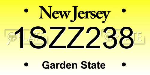 1SZZ238 New Jersey License Plate