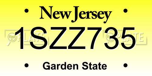 1SZZ735 New Jersey License Plate