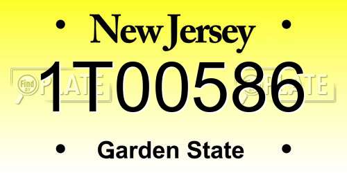 1T00586 New Jersey License Plate