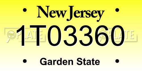 1T03360 New Jersey License Plate