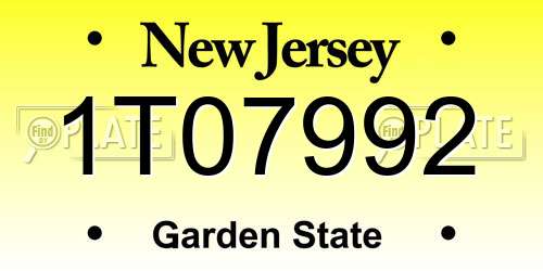 1T07992 New Jersey License Plate