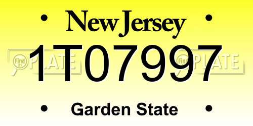 1T07997 New Jersey License Plate