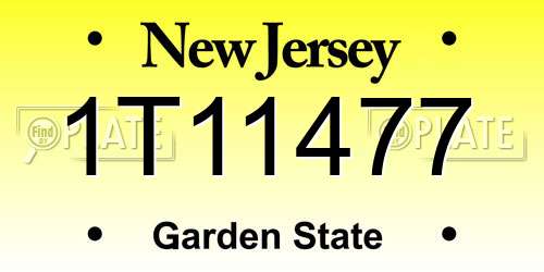 1T11477 New Jersey License Plate