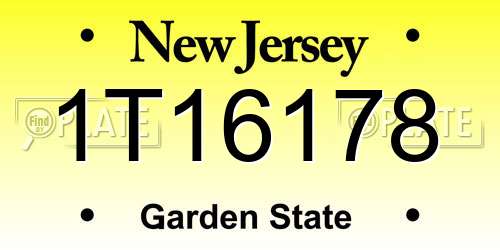1T16178 New Jersey License Plate