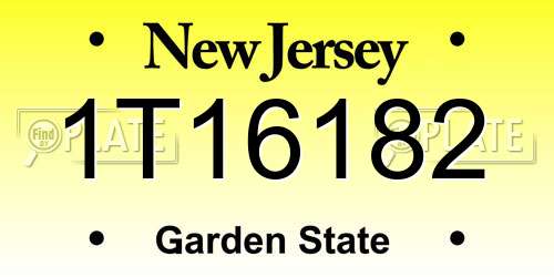 1T16182 New Jersey License Plate