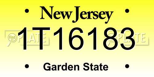 1T16183 New Jersey License Plate