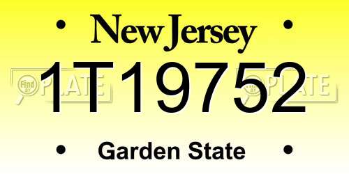 1T19752 New Jersey License Plate