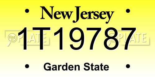 1T19787 New Jersey License Plate