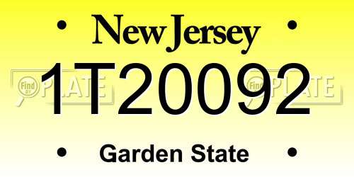 1T20092 New Jersey License Plate