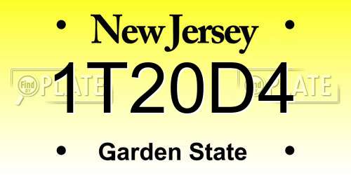 1T20D4 New Jersey License Plate