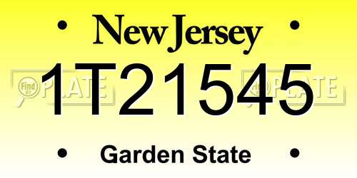 1T21545 New Jersey License Plate
