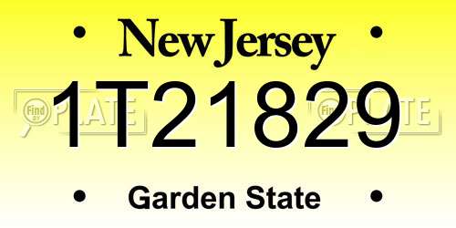 1T21829 New Jersey License Plate