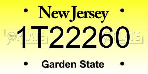 1T22260 New Jersey License Plate