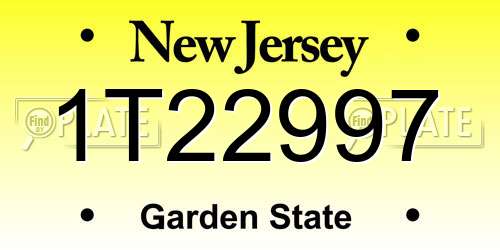 1T22997 New Jersey License Plate