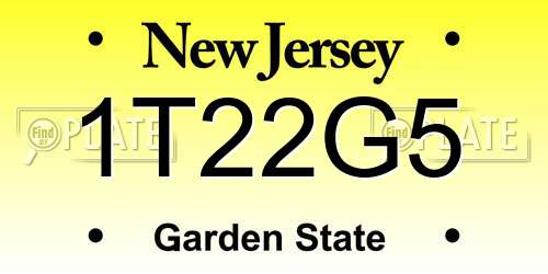 1T22G5 New Jersey License Plate