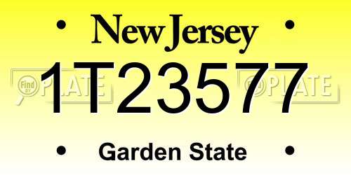 1T23577 New Jersey License Plate