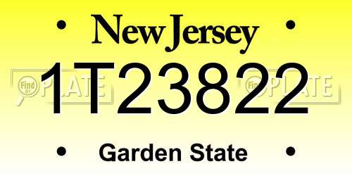 1T23822 New Jersey License Plate