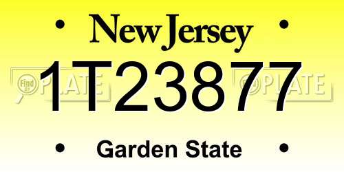 1T23877 New Jersey License Plate