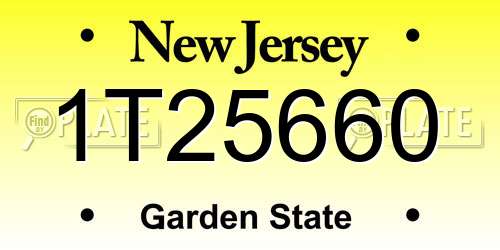 1T25660 New Jersey License Plate