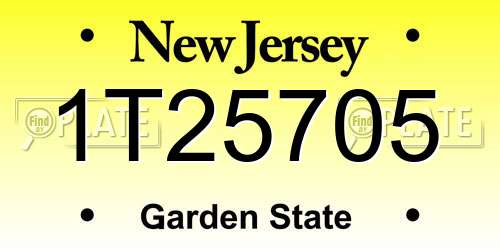 1T25705 New Jersey License Plate