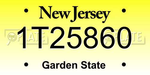 1T25860 New Jersey License Plate