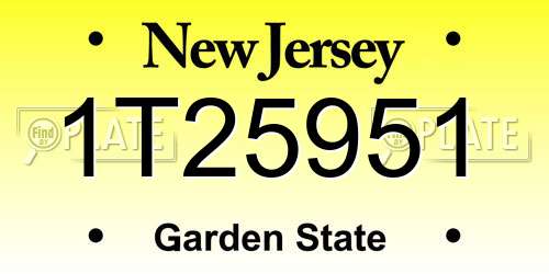 1T25951 New Jersey License Plate