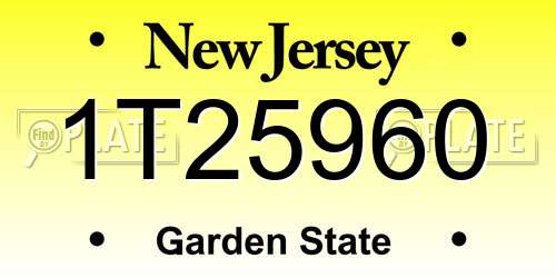 1T25960 New Jersey License Plate