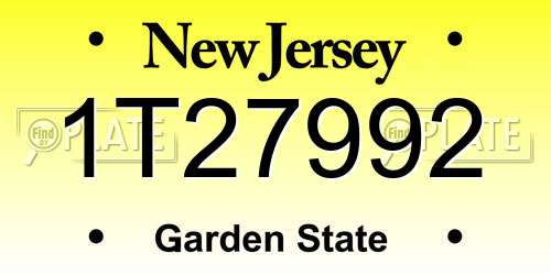 1T27992 New Jersey License Plate