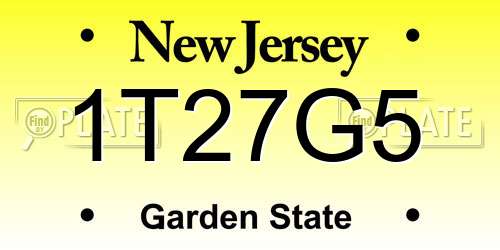 1T27G5 New Jersey License Plate