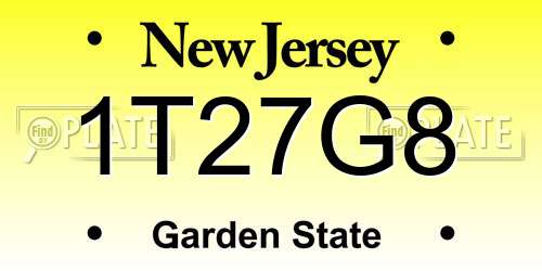 1T27G8 New Jersey License Plate