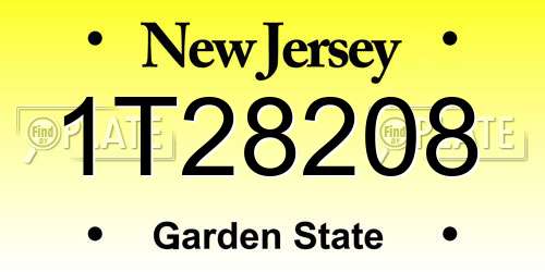1T28208 New Jersey License Plate