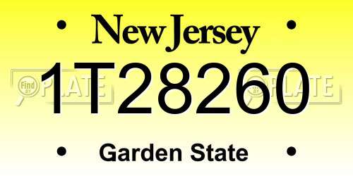 1T28260 New Jersey License Plate