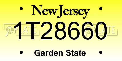 1T28660 New Jersey License Plate