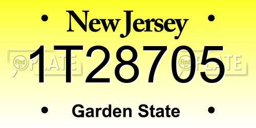 1T28705 New Jersey License Plate