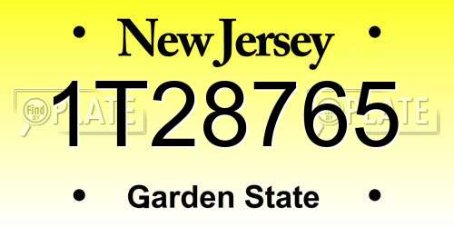 1T28765 New Jersey License Plate