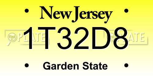 1T32D8 New Jersey License Plate