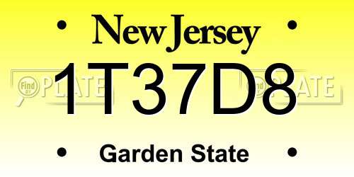 1T37D8 New Jersey License Plate