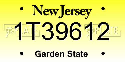 1T39612 New Jersey License Plate